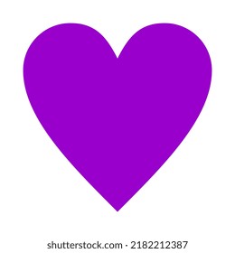 Purple Love Heart Icon On A White Background.Heart Love Emoji Icon Object Symbol Gradient Art Design Cartoon Isolated Background.One Purple Heart Gradient.	