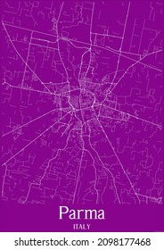 Purple Map Of Parma Italy.