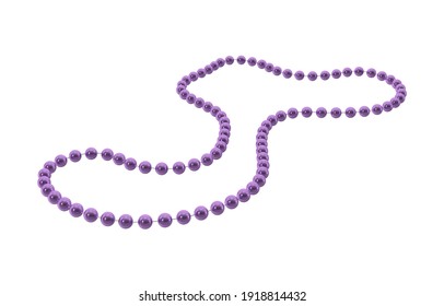 Purple Mardi Gras Beads 3D Illustration On White Background