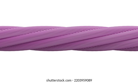 Purple Metallic Wire Rope Under White  Background. 3D Illustration. 3D High Quality Rendering. 