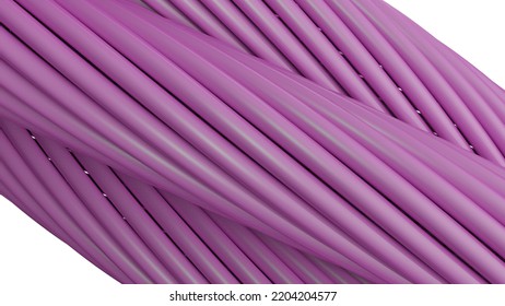 Purple Metallic Wire Rope Under White  Background. 3D Illustration. 3D High Quality Rendering. 