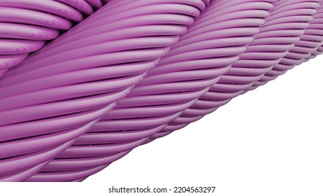 Purple Metallic Wire Rope Under White  Background. 3D Illustration. 3D High Quality Rendering. 