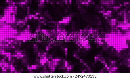 Purple mosaic background in technology concept. Abstract multicolored LED squares. Technology digital square lilac color background. Bright pixel grid background. 3D rendering.