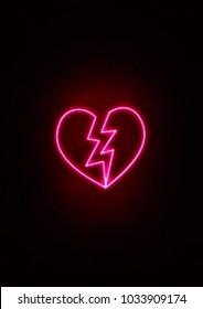 Purple Neon Broken Heart sign