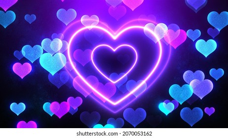 Purple Neon Heart Background Video