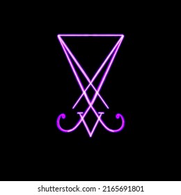 purple neon Sigil of Lucifer symbol vector seal of satan red and black ink tattoo idea art