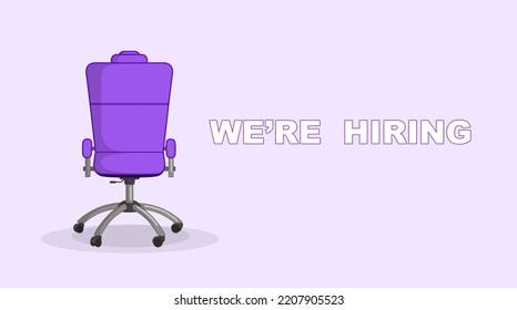 Purple Office Chair And Text WE`RE HIRING On Lilac Background