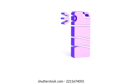 Purple Pepper Spray Icon Isolated On White Background. OC Gas. Capsicum Self Defense Aerosol. Minimalism Concept. 3d Illustration 3D Render.