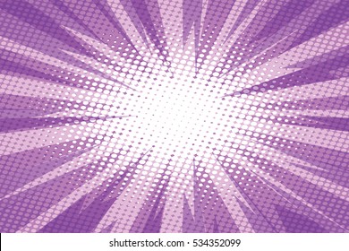 Purple Pop Art Retro Burst Background  Illustration.