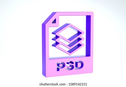 Purple PSD File Document. Download Psd Button Icon Isolated On White Background. PSD File Symbol. 3d Illustration 3D Render