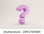 Purple Question Mark on light studio background. 3D Rendering