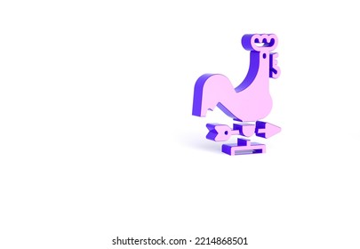 Purple Rooster Weather Vane Icon Isolated On White Background. Weathercock Sign. Windvane Rooster. Minimalism Concept. 3d Illustration 3D Render.