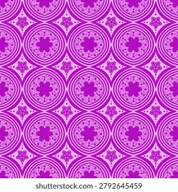 Purple Seamless Pattern Background Geometric Floral Ornament