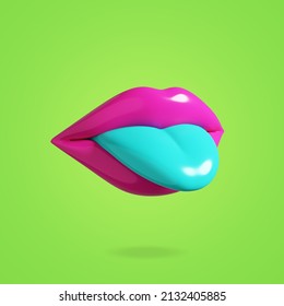 Purple Shiny Lips. 3d Render