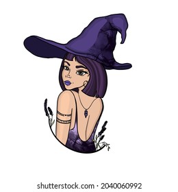 witch hat with purple hair