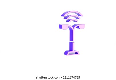 Purple Smart Street Light System Icon Isolated On White Background. Internet Of Things Concept With Wireless Connection. Minimalism Concept. 3d Illustration 3D Render.