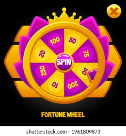 Purple Spin Wheel For The Game. Wheel Of Fortune With Crown Ui. Similar JPG Copy