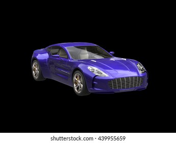 Purple Sportscar - Isolated On Black Background - 3D Illustration