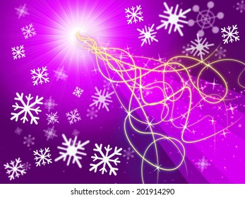 Purple Squiggles Background Showing Pattern And Snowflakes 