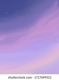 Purple Sunset Sky Aesthetic Painting