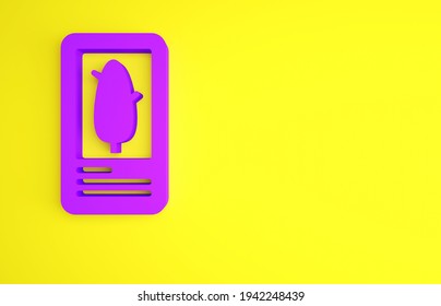 Purple Tarot Cards Icon Isolated On Yellow Background. Magic Occult Set Of Tarot Cards. Minimalism Concept. 3d Illustration 3D Render.