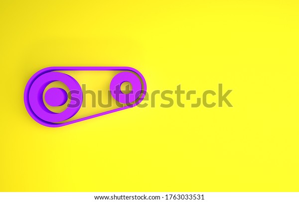 Purple Timing belt
kit icon isolated on yellow background. Minimalism concept. 3d
illustration 3D
render.