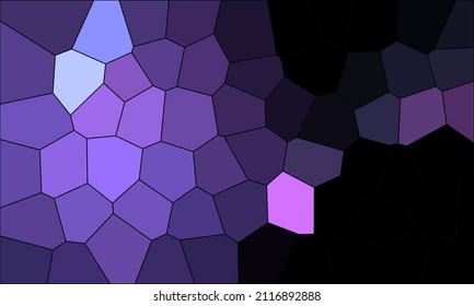 Purple Violet Polygons Scattered In Dark Digital Fragment Of Mosaic Or Puzzle. Conceptual Geometric Flat Design. Digital Minimal Artwork. Great As Cover, Print, Blank, Poster, Background, Wallpaper.