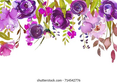 Purple Watercolor Floral Drop Isolated on White Background. - Powered by Shutterstock