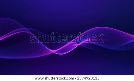 Purple wave on gradient background. vector wave luminescent color. Slow linear wave flow graphic shape. Digital magenta blue liquid mockup. Smoke illustration, 4k.