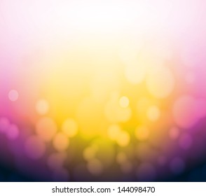 Purple And Yellow Bokeh Abstract Light Background. Illustration Design