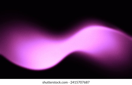 Ola abstracta púrpura rosa con ruido granulado sobre un fondo negro. Plantilla para carteles de cabecera, banner y presentaciones. Ilustración de stock