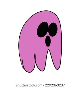 A purple  toned pink little ghost  cute cartoon style drawing white background 