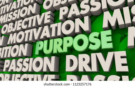 Purpose Mission Goal Objective Word Collage 3d Illustration