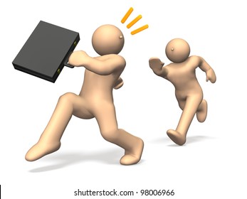 Pursuers and thief. This is a computer generated image,on white background.