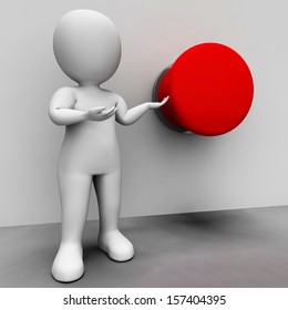Push Button And Character Shows Control Or Panic