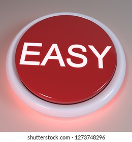 Push Button - Easy - 3D Illustration, "Easy" displayed on button. Shortcut concept, button for simplifying task. Power up, exceed expectation, finish quickly. Assistance during difficult times