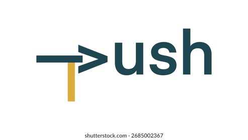 PUSH logo creatively adapted with a bold P forming an arrow and a soft yellow shadow for depth. Great for drive-themed startups, coaching services, fitness platforms, or motivational branding.
