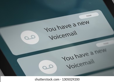 Push Notification With New Voicemail On Smart Phone. 3D Illustration

