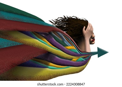 Push through the pain is the theme of this image of a determined woman moving forward as indicated by an arrow. This is a 3-d illustration. - Powered by Shutterstock