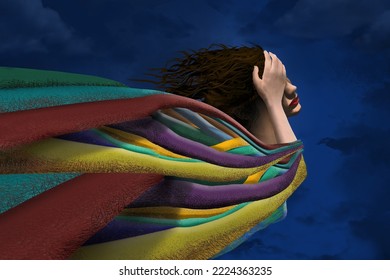 Push through the pain is the theme of this image of a determined woman moving forward through life challenges of family, childbirth and career. This is a 3-d illustration. - Powered by Shutterstock