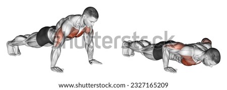 Push-up on Floor. Chest exercise Foto d'archivio © 