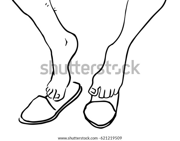 Putting On Slippers Sketch Bare Feet Stock Illustration 621219509 ...