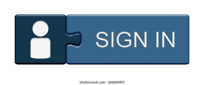 Puzzle Button of two puzzle pieces with symbol showing sign in in german language