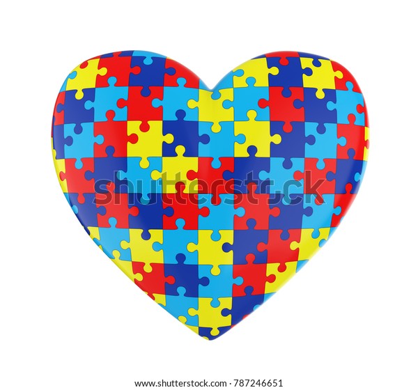 Puzzle Heart Autism Awareness Isolated 3d Stock Illustration 787246651