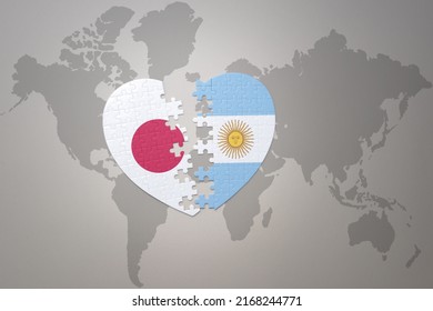 Puzzle Heart National Flag Japan Argentina Stock Illustration