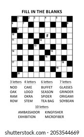 Puzzle Page With Criss-cross, Or Fill-in, Crossword Word Game (English Language). Comfortable Level, Large Print, Family Friendly. Letter F As A Hint.
