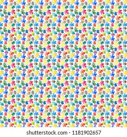 puzzle pattern seamless background. Pieces of puzzle. Watercolor hand drawn illustration. Cartoon puzzle Seamless wallpaper