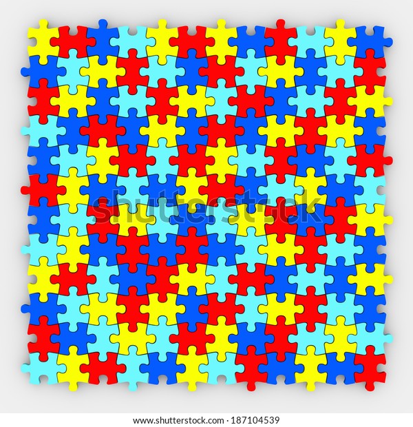 完成した絵の背景にパズルのピース のイラスト素材 完成した絵の背景にパズルのピース のイラスト素材