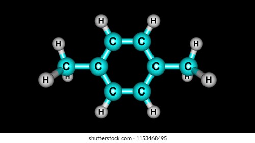 p-Xylene or para-xylene is an aromatic hydrocarbon. It is one of the three isomers of dimethylbenzene known collectively as xylenes. 3d illustration