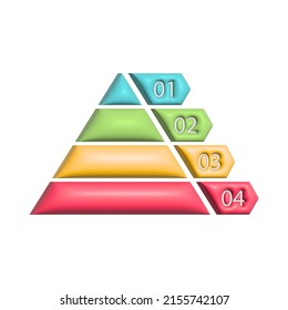 Pyramid Infographic 3D. Triangle Hierarchy Data Segments. Business Illustration Isolated On White.